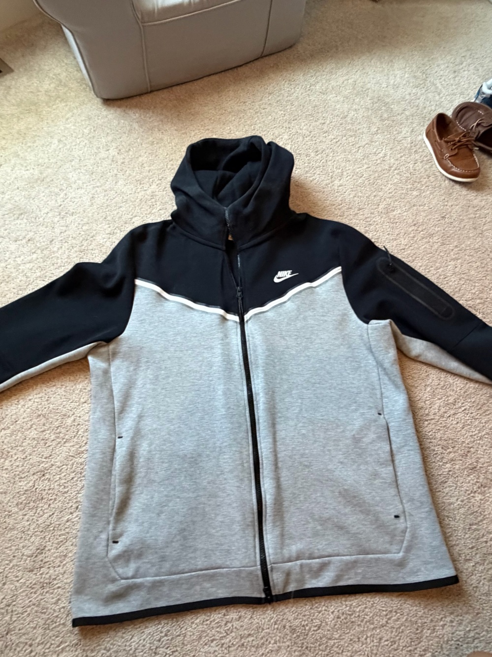 Nike Two-Tone Black and Gray Women's Hooded Bomber Jacket